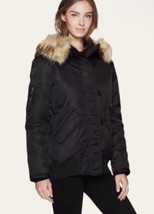 $275 S13 Gloss Down Bomber Jacket Large 10 12 Black Hooded Faux Fur Fron... - £125.15 GBP