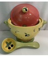 Secrets Pistoulet Soup Tureen Bowl Spoon Lid Yellow Red Jana Kolpen Pfal... - $34.64