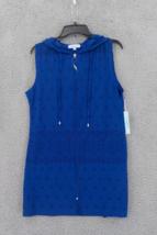 Ellen Weaver Womens Swim Suit COVER-UP Sz M Solid Blue Full Zip Hooded Nwt - £15.97 GBP