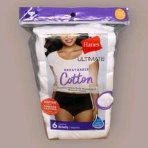 Hanes Cotton Briefs 6 Pk Womens 7/Large White Ultimate Breathable Cool C... - $13.86