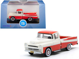 1957 Dodge D100 Sweptside Pickup Truck Tropical Coral and Glacier White 1/87 ... - £15.85 GBP