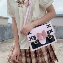 HOUZHOU Lolita Kawaii Shoulder Bag Women Jk Handbags Female Pink Messenger Cross - £37.25 GBP