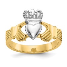 14K Two Tone Gold Claddagh Ring - £260.58 GBP