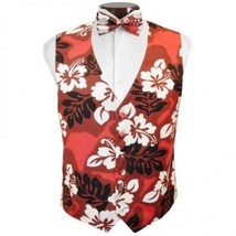 Red Hawaiin Hibiscus Tuxedo Vest and Bow Tie - $205.38 CAD