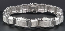 10K White Gold Finish 0.5Carat Simulated Diamond Statement Men&quot;s Bracelet - £132.75 GBP