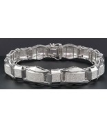10K White Gold Finish 0.5Carat Simulated Diamond Statement Men&quot;s Bracelet - $241.29 CAD