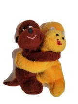 Vintage Stuffed Plush Puppy Dog Monkey Hippo Hugging Hug Toy Couple Antique VTG - £45.73 GBP