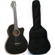Musoo classic guitar with 4brand EQ thin body with gig bag in black color - £82.69 GBP