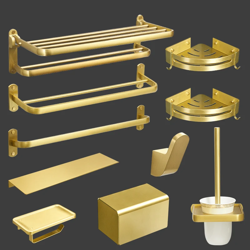 House Home Bathroom Accessories Set Brushed gold TAet Brush Holder,Corner Shelf  - £26.50 GBP
