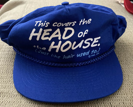 Vintage Hat Cap Snapback Blue This Covers Head Of The house Like Hair Us... - $4.27