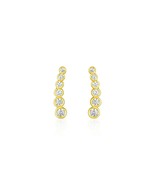 14k Yellow Gold Graduated Circles Climber Post Earrings with Cubic Zirconia - $204.19 CAD