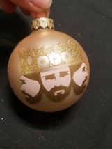 Vintage Rauch Glass Christmas Ornament Round Jesus &amp; Glitter - $16.14