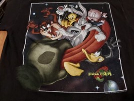 Vintage 1996 Space Jam Looney Tunes Shirt Bugs Daffy Taz Alien Hand Size Large - £90.27 GBP