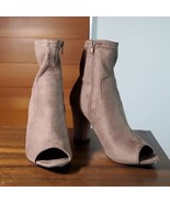 Charlotte Russe Booties Taupe Beige Microfiber Sock Peep Toe Heel Size 3... - £19.27 GBP
