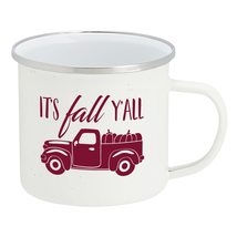 HOME &amp; HOOPLA Fall Truck Enamel Camping Coffee Mug It&#39;s Fall Ya&#39;ll Tin Cup 15 Ou - £12.19 GBP