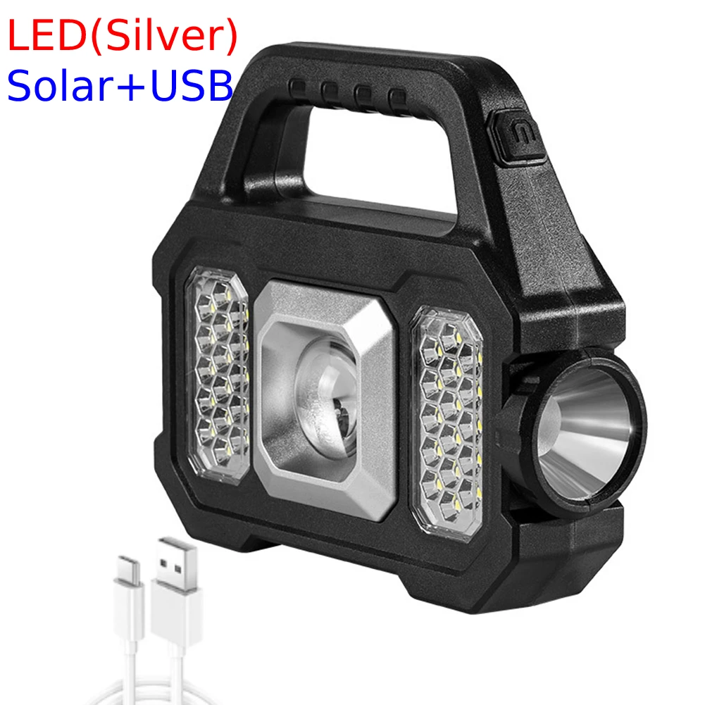 500LM Super Bright Solar LED Camping Flashlight with COB Work Lights USB... - £123.97 GBP