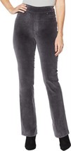 DG2 Diane Gilman Gunmetal Dark Gray Stretch Velvet Pull On Bootcut Jeans... - £35.85 GBP