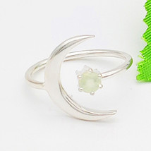 925 Sterling Silver Natural Prehnite Ring Birthstone Ring Handmade Jewelry - £34.31 GBP