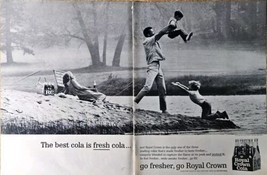 ROYAL CROWN COLA RC COLA - Beach-Family-River &amp; Sons 1964 VTG Dual Print Ad - $11.48