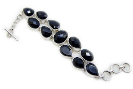captivating Black Onyx 925 Sterling Silver Black Bracelet Natural easily US gift - £79.63 GBP