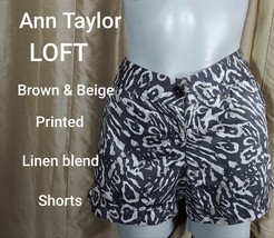 Ann Taylor LOFT animal print linen blend shorts size 2 - £7.84 GBP