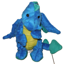 GoDog Blue Dragon 10&quot; Plush Dog Toy With Squeaker Seafoam Large - £7.63 GBP
