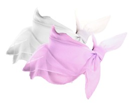 50s Style Sheer Chiffon Square Scarves Set w 1 White and 1 Lilac Scarf -... - £14.93 GBP