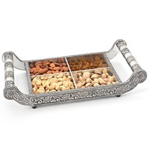Indian Handicraft Pure White Metal Dryfruit Tray Oxidized Dry Fruit Box - £15.80 GBP