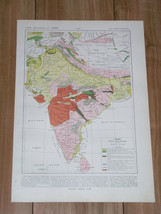 1925 Vintage Geological Map Of India Pakistan Himalaya Deccan Plateau Tibet - £17.75 GBP