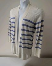 Loft Cardigan Sweater Blue &amp; White Striped Women's Size Small - $14.84