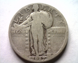 1927 Standing Liberty Quarter Good+ G+ Clashed Die Obverse Nice Original Coin - £8.79 GBP