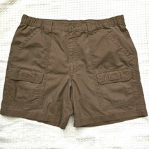 Savane Mens Cargo Shorts Size 38 Brown Khaki Elastic Waist Outdoor Sports - £11.40 GBP