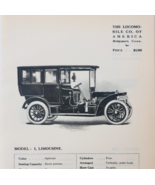 1908 Locomobile Model I Limousine Catalog Advertisement Automobilia F17M1 - $550.13 MXN