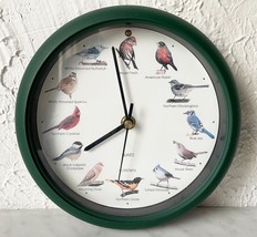 Singing Birds Quartz Wall Clock Battery Powered Green Trim 8-1/4&quot; Dia MFA 1997 - £19.06 GBP