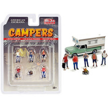 &quot;Campers&quot; 6 piece Diecast Set (5 Figurines and 1 Accessory) for 1/64 Scale Mo... - £16.52 GBP