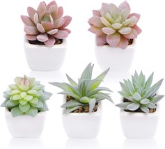 Funarty Artificial Succulent Plants In Pots, Fake Succulent Small Potted... - $44.99