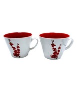 Starbucks Mugs  Red Berries Lot 2 Cream White Ceramic 12  oz 2008 - $42.46