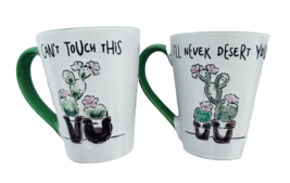 Blooming Cactus Coffee Cups Can&#39;t Touch This &amp; I&#39;ll Never Desert You Lot... - £16.72 GBP