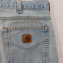 Carhartt Men’s Faded Blue Denim Distressed Jeans Measured Size 37×30 image 9