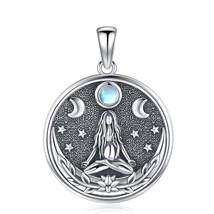 925 Sterling Silver Triple Moon Goddess Necklace Vintage Hecate Amulet Pendant T - £41.71 GBP