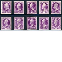 O25P4-O34P4 Set of 10 Official Department of Justice Stamp Plate Proofs ... - $2,191.39 MXN