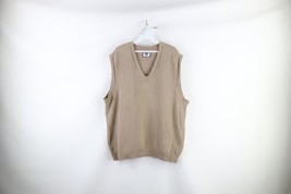 Vintage 90s Streetwear Mens Medium Blank Cotton Ribbed Knit Sweater Vest USA - £39.65 GBP
