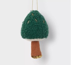 Nwt Wondershop 2024 Groovy Green Fuzzy Fabric Mushroom Christmas Tree Ornament - £10.05 GBP