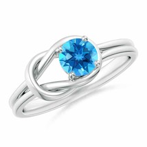 ANGARA 5mm Natural Swiss Blue Topaz Solitaire Infinity Knot Ring in Silver - £154.03 GBP+