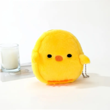Coin Change Cosmetic Plush Purse with Key Chain - New - Yellow Chicken - $12.99