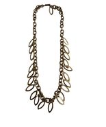 Vintage Gold Tone Leaf Dangle Statement Necklace 14 Inch Botanical Link ... - $19.80