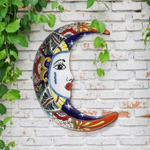 Wall Art Home Decor Abstract Outdoor Hanging Ceramic Hand Painted Moon Phase Art - £73.41 GBP