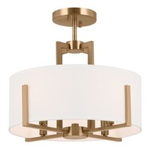 Kichler Malen 52591CPZ Convertible Semi-Flush 4-Light 15.5˝ with White Fabric - £135.27 GBP