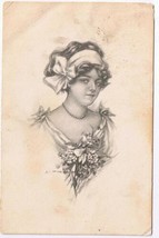 Canada Postcard Young Lady Flowers 1913 Birth Announcement Thelma Eileen Hayden - £2.35 GBP