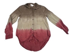 Cloth &amp; Stone x Anthropologie Ombre Tie-Dye Shirt Brown Orange Button Do... - £18.57 GBP